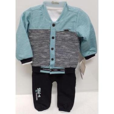 Imagem de Conjunto Luxo Bebê Menino Invern Calça Moletom Paraiso 14636-Masculino