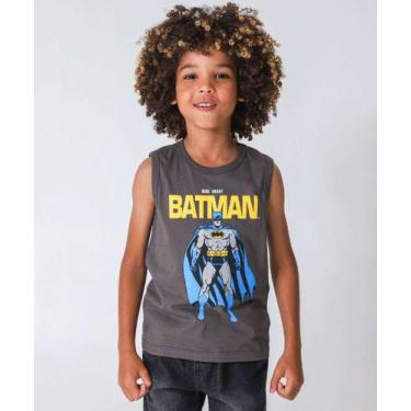 Imagem de Regata Infantil Estampa Batman Tam 4 a 10 Cinza-90014 - Warner Bros, C