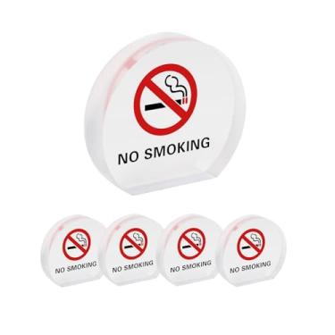 Imagem de NumRealm Placa de acrílico para proibição de fumo - 8 cm transparente para não fumar, placa grossa de 1,8 cm para não fumar – Símbolo de não fumar independente durável (pacote com 5)