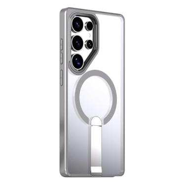 Imagem de Capa fina magnética para Samsung Galaxy S26/S26 Plus/S26 Ultra, parte traseira translúcida, com cobertura de suporte de metal (cinzento, 26)