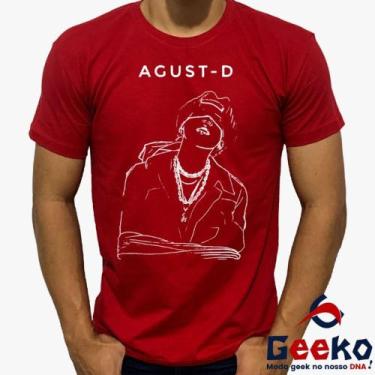 Imagem de Camiseta Agust D 100% Algodão BTS Suga K-pop Geeko, Vermelho gola care