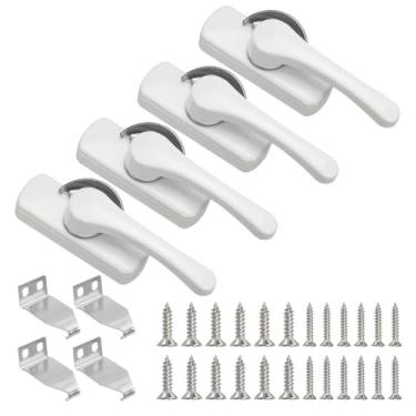 Imagem de PATIKIL Fechaduras de faixa de janela 7,6 x 2,5 cm, 4 peças de trava de faixa de ação de câmera deslizante e substituição para quartos, banheiros, janelas deslizantes verticais e horizontais, branco