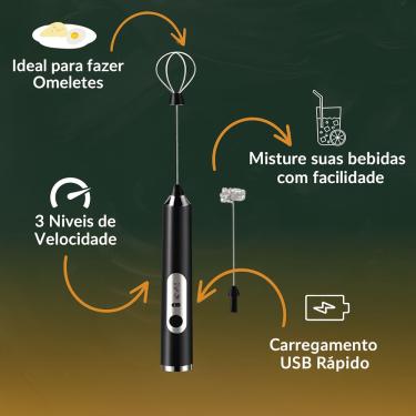 Imagem de Misturador Mixer Elétrico Recarregável P/ Café E Shake