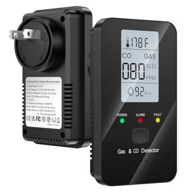 Imagem de Nuleto Detectores de monóxido de carbono 4 em 1 e detector de gás combustível, detectores de monóxido de carbono conectados, detector de vazamento de gás natural com temperatura, umidade para garantir