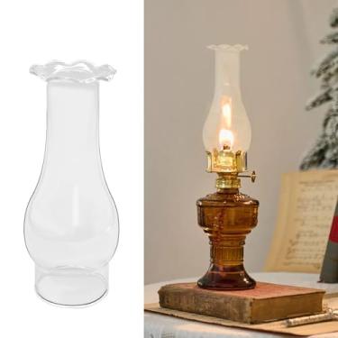 Imagem de Lâmpada de substituição de chaminé de óleo base de 7,6 cm x 20,3 cm globo de sombra de lâmpada de vidro querosene, peças de lâmpada de óleo de vidro transparente, tampa de sombra de lâmpadas de