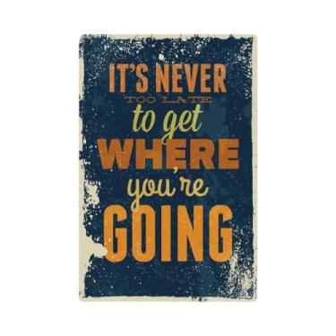 Imagem de Placa Decorativa Vintage De Metal Com Citação Putuo - Arte De Parede E