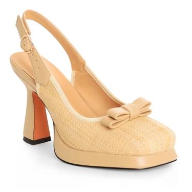 Imagem de ANN CREEK Sapato feminino de salto alto plataforma com bico quadrado e salto alto Mary Jane vestido trançado casamento formatura festa escritório feminino, Nude., 37