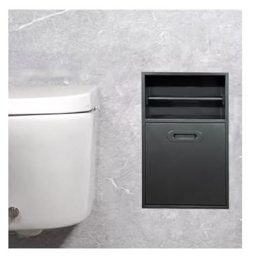 Imagem de Nicho de chuveiro de aço inoxidável – caixa de armazenamento multicamadas para papel higiênico e lixo, prateleiras embutidas de fácil instalação para banheiros, ideal para hotéis e casas