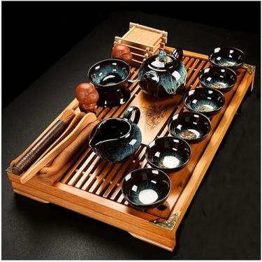 Imagem de Conjunto de chá de gongfu chinês com bule, xícaras de chá e pires - elegante conjunto de chá de cerâmica para uma experiência autêntica de chá, design de estátua de Buda, estilo japonês, perfeito para