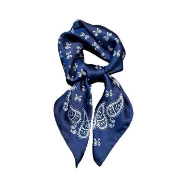 Imagem de Lenço Quadrado De Seda 70cm Feminino, Xale De Cetim, Hijab, Bandana Pa