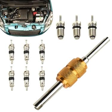 Imagem de Núcleo da válvula CA | Ferramentas de reparo de refrigeração de , conjunto de precisão de 10 kit de núcleo de válvula CA para HVAC, RV, ar condicionado, substituição de refrigeração