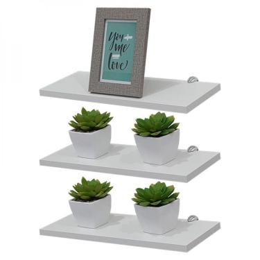 Imagem de Kit 3 Prateleiras 60 X 15cm Branca Com Suporte Tucano