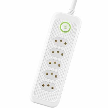 Imagem de Filtro De Linha Extensão 5 Tomadas Com Interruptor 3 Metros - Branco