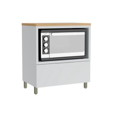 Imagem de Balcão de Cozinha com Tampo Marquesa 100% MDF 1 Gaveta Branco e Nature