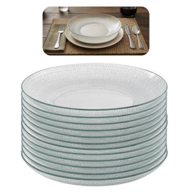 Imagem de Jogo 12 Prato Fundo De Vidro Gema Plus Transparente 22,5cm Class Home