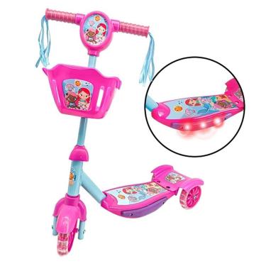 Imagem de Patinete com Cesta Sereia com LUZ 3 Rodas DM TOYS