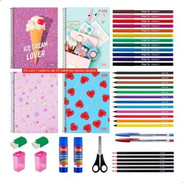 Imagem de Kit Material Escolar 40 Itens Caderno Tilibra 10 Materias 160 Folhas I