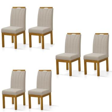 Imagem de Conjunto 6 Cadeiras Blend em Linho com Pés de Madeira Maciça - Loja Do