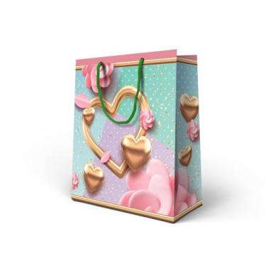 Imagem de Kit 12 Sacolas Reforçadas Tamanho Médio 22x24x7,5 para Presente Embala