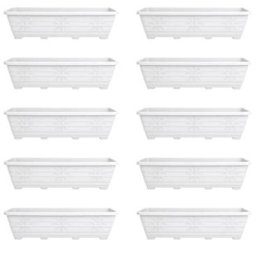 Imagem de Kit 10 - Floreiras De Chão 80cm Plástico Resistente Branca - Goyama