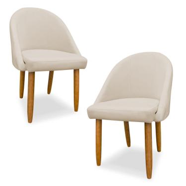 Imagem de Kit 04 Cadeiras Decorativa Estofada Para Sala Recepção Cozinha Lua Star Veludo Bege Do Lar Móveis E Decoração