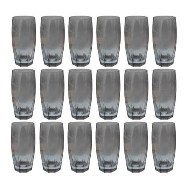 Imagem de Jogo de 18 Copo Florence Vidro Cinza 370ML Bebidas Drinks - PRATICASA,