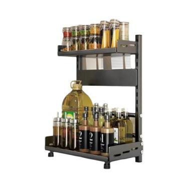 Imagem de Prateleira De Metal Ajustável Preta De 3 Níveis Para Armazenamento De 