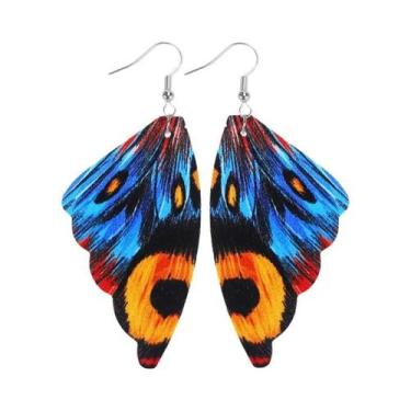 Imagem de Brincos Grandes De Acrílico Coloridos Em Formato De Asas De Borboleta,