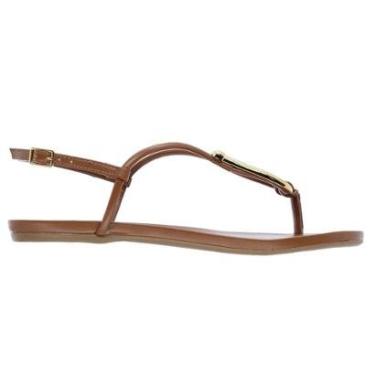 Imagem de Sandália Rasteira Feminina Arezzo A03274 Marrom-Feminino