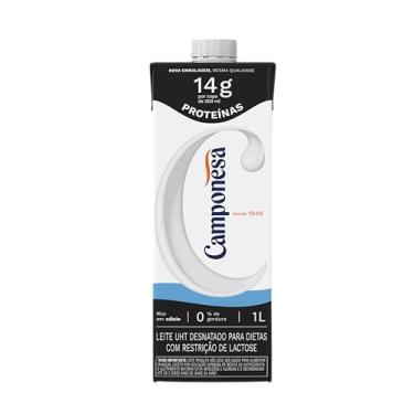 Imagem de Camponesa Leite UHT Zero Lactose Com 14g de Proteína Desnatado 1L