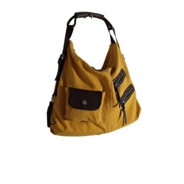 Imagem de Bolsa Feminina de Lona Stripped Zup Cor Mostarda