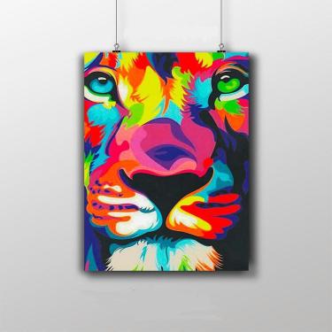 Imagem de Placa Decorativa Leão Colorido Artwork 20X30Cm
