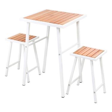 Imagem de Conjunto De Mesa E 2 Bancos Branco Para Área Externa Jardim