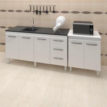 Imagem de Balcao Pia 150cm E Multiuso 2 Portas 70cm Branco Mobbs Branco