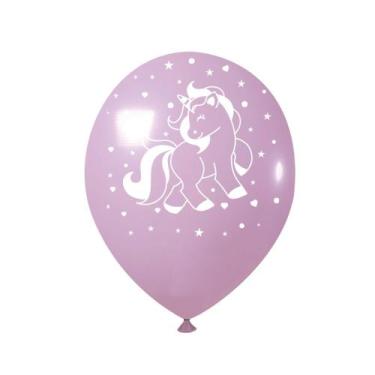 Imagem de Bexiga balões unicórnio rosa claro charm decorados c/ 20un - TAMAROZZI