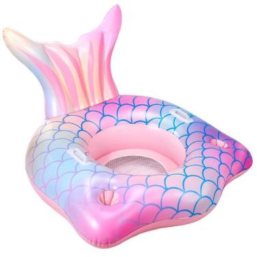 Imagem de Cauda inflável de sereia flutuante para piscina com porta-copos para m