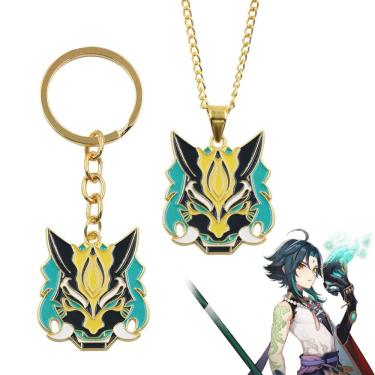 Imagem de Chaveiro Genshin Impact Xiao Yaksha Mask Chaveiro de metal x2