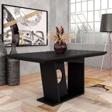 Imagem de Mesa De Jantar Retangular Reforçada 1,60m Tampo Mdf Tóquio Preto - M.a