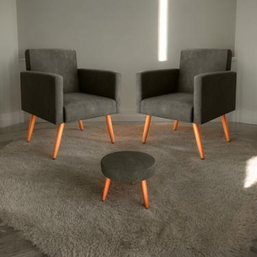 Imagem de Conjunto Poltronas E Puff Iara Veludo Turkey Apoio para os Pés Marrom CasaH