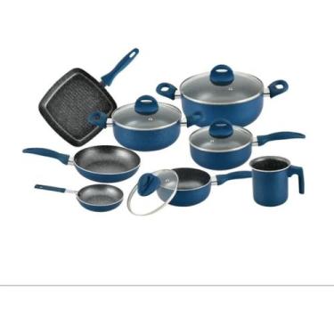 Imagem de Conjunto 8 Panela Revestimento Cerâmica Antiaderente Ibiza Blue CASAMB