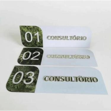 Imagem de Kit 4 Placas De Identificação Consultorio Porta 1,2,3 + Banheiro Acril