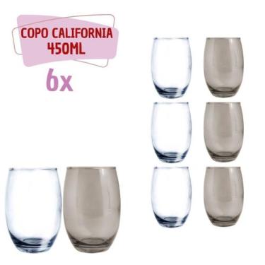 Imagem de Conjunto de Copos Vidro 3-Cinza 3-Transp 450ml California - PRATICASA,