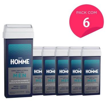 Imagem de Kit 6 Refil Cera Depilatória Depil Homme Maculino Deo 100g - Depil Bel