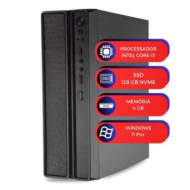 Imagem de Computador Pc Slim Intel I3 RAM 4GB SSD 128GB Nvme Win 11 - MultiPC