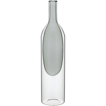 Imagem de VASO DECORATIVO ENFEITE PLANTA GARRAFA VIDRO 29x7x7cm CINZA