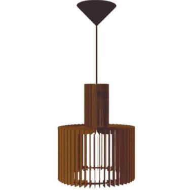 Imagem de Luminária Teto Tipo Pendente Moscou Mdf Completa - Cor:marrom - LENOBR