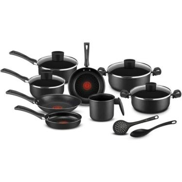 Imagem de Conjunto de Panelas Antiaderente 10 Peças Pratic Cinza - Rochedo