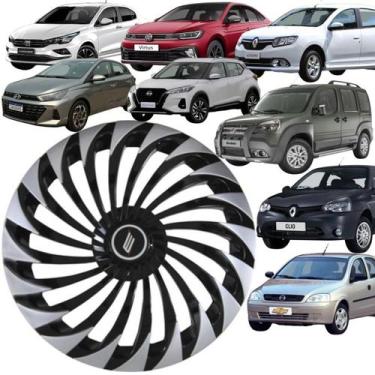 Imagem de 1 Calota Esportiva Modelo Twister Aro 13 Polegadas Preto com Prata Uni