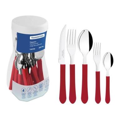 Imagem de Faqueiro Inox Tramontina Leme 20 Peças -, Vermelho