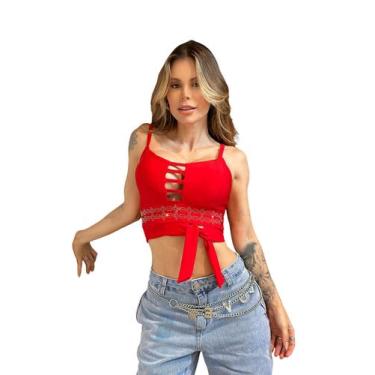 Imagem de Cropped Festa Corset Paete Top Brilhos Feminino Decote V Alcinha - Loo